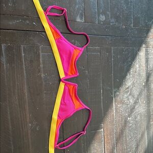 Vibrant Pink and Orange Bikini Top